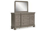 Lexorne Gray Dresser and Mirror