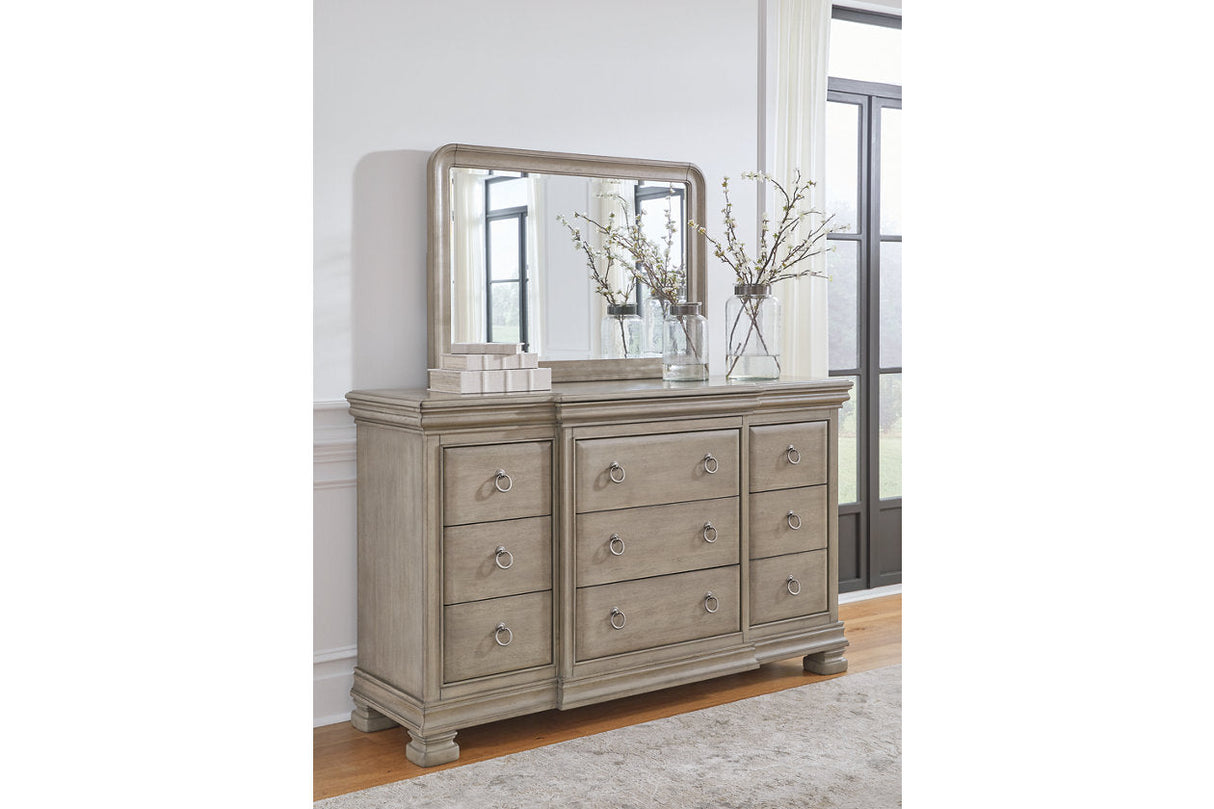 Lexorne Gray Dresser and Mirror