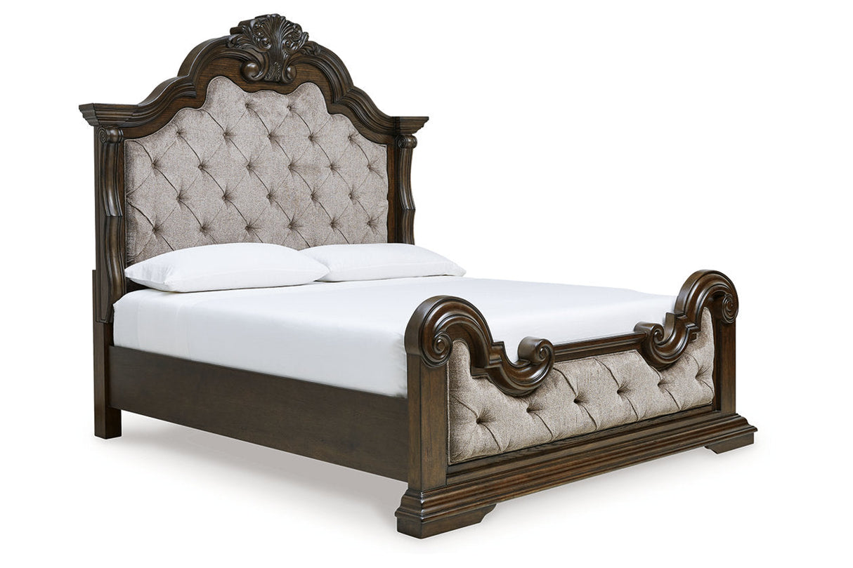 Maylee Dark Brown King Upholstered Bed