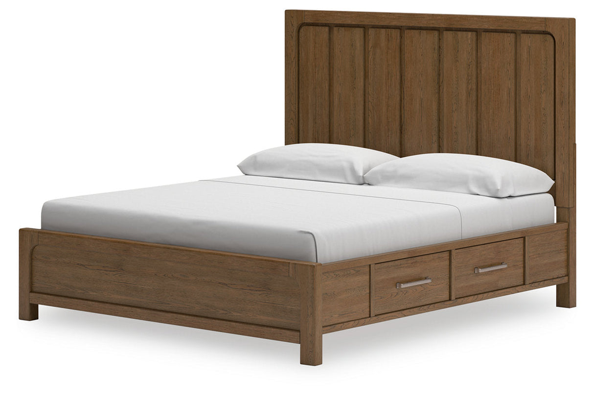 Cabalynn Light Brown California King Panel Bed with Storage