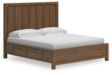 Cabalynn Light Brown California King Panel Bed with Storage