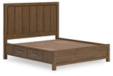 Cabalynn Light Brown King Panel Bed with Storage