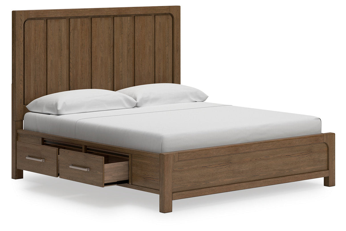 Cabalynn Light Brown King Panel Bed with Storage