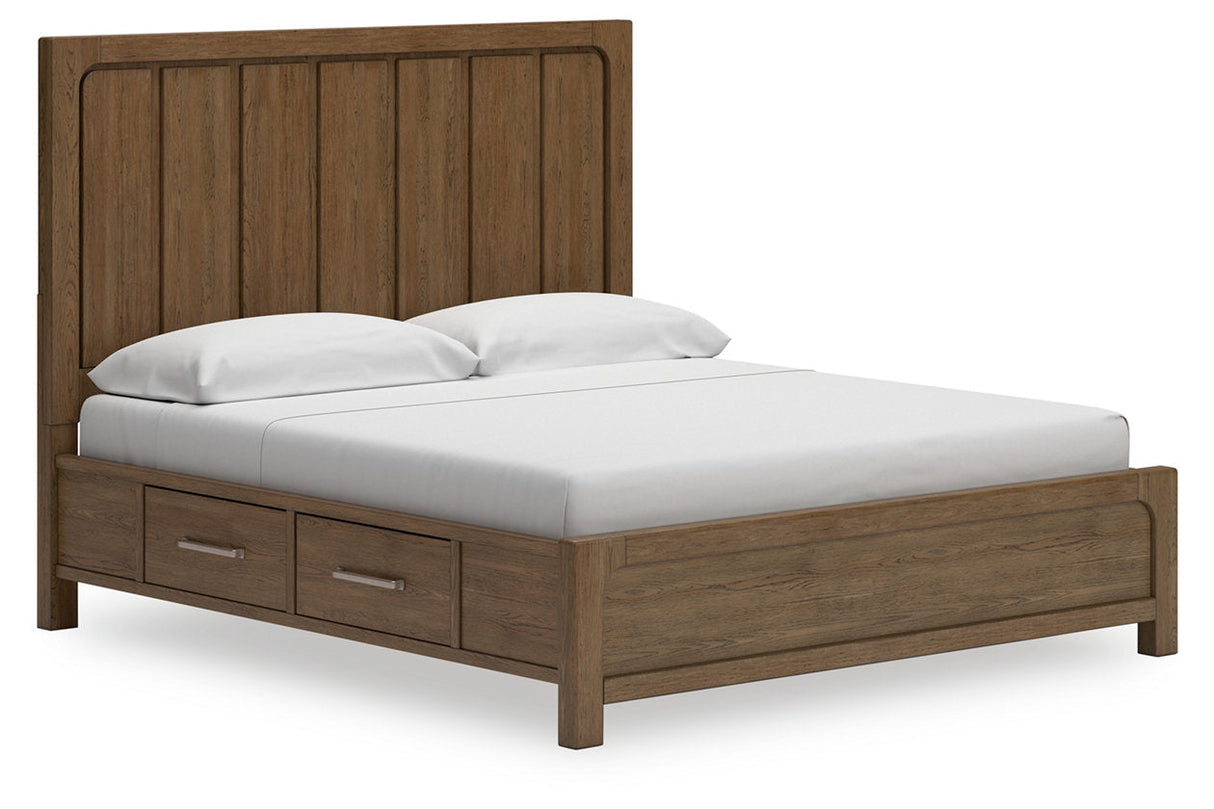 Cabalynn Light Brown King Panel Bed with Storage