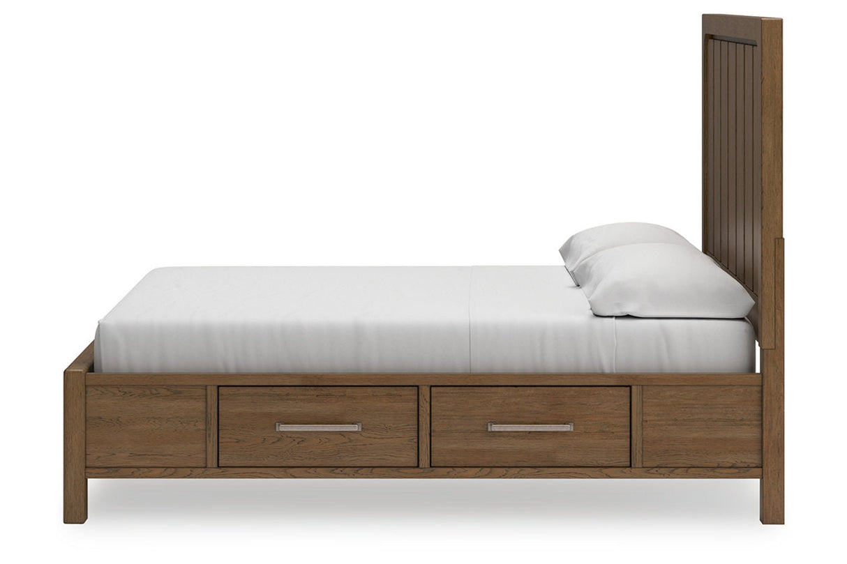 Cabalynn Light Brown King Panel Bed with Storage