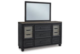 Foyland Black/Brown Dresser and Mirror