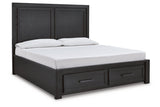 Foyland Black/Brown Queen Panel Storage Bed