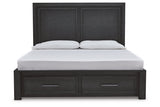 Foyland Black/Brown King Panel Storage Bed