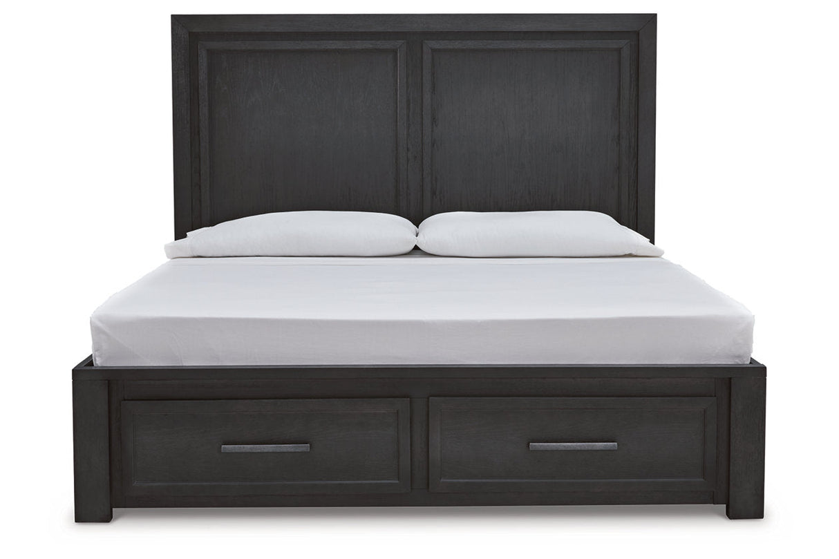 Foyland Black/Brown California King Panel Storage Bed