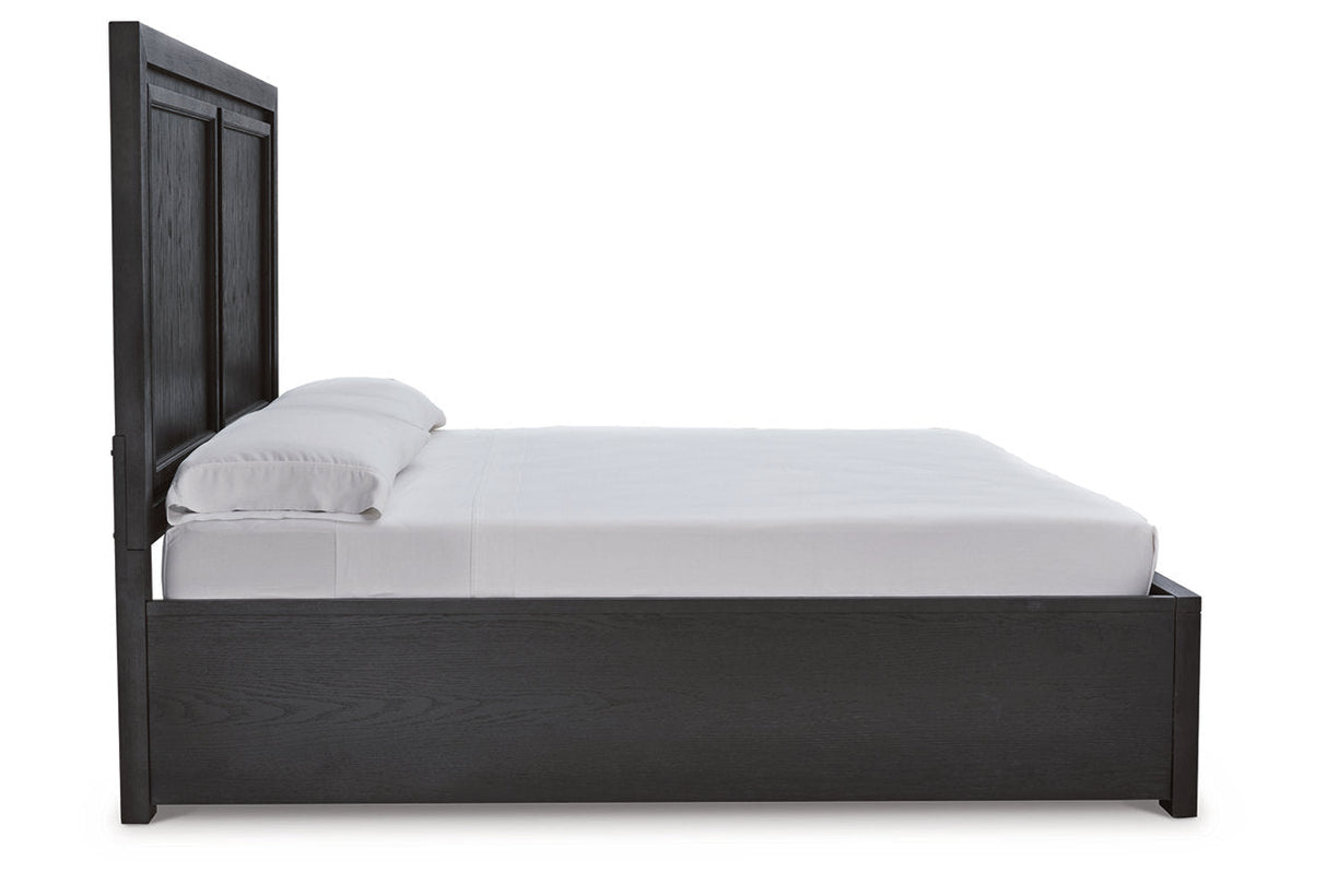 Foyland Black/Brown King Panel Storage Bed