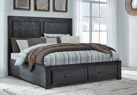 Foyland Black/Brown Footboard Storage Platform Bedroom Set