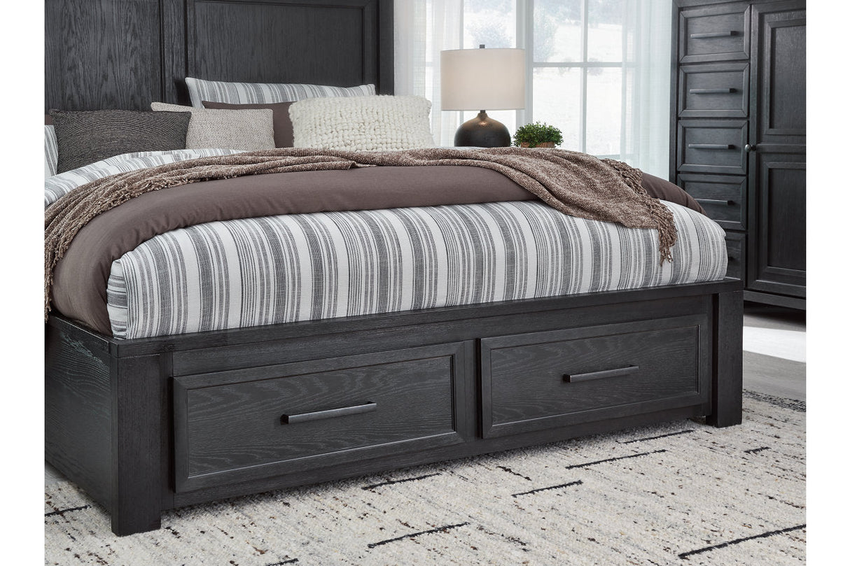 Foyland Black/Brown King Panel Storage Bed