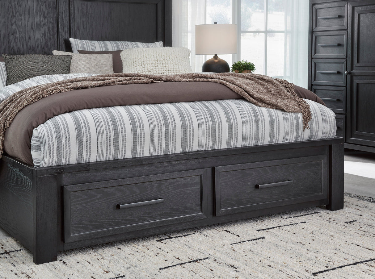 Foyland Black/Brown Footboard Storage Platform Bedroom Set