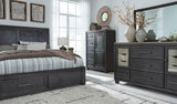 Foyland Black/Brown Footboard Storage Platform Bedroom Set