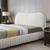 Norme Boucle Upholstered Queen Size Platform Bed In Cream by Ashcroft Imports at Eve Furniture