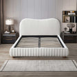 Norme Boucle Upholstered Queen Size Platform Bed In Cream by Ashcroft Imports at Eve Furniture