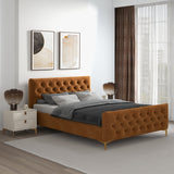 Bailey Cognac Velvet Queen Bed by Ashcroft Imports at Eve Furniture
