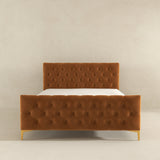 Bailey Cognac Velvet Queen Bed by Ashcroft Imports at Eve Furniture
