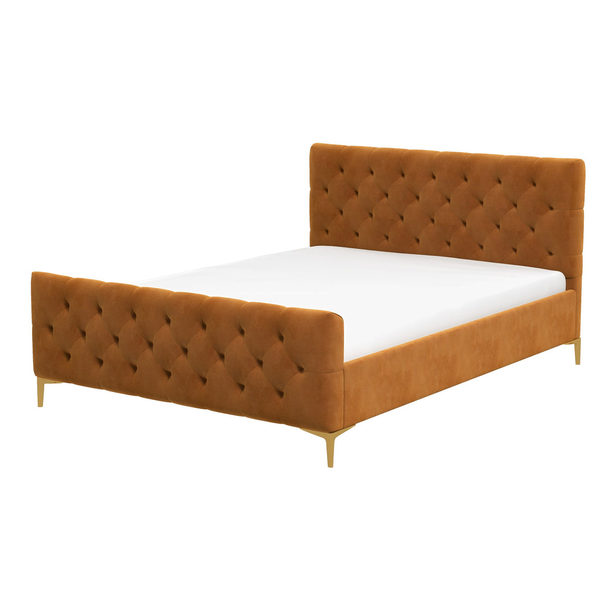 Bailey Cognac Velvet Queen Bed by Ashcroft Imports at Eve Furniture
