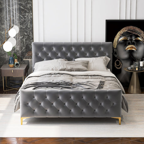 Bailey Dark Grey Velvet Queen Bed by Ashcroft Imports at Eve Furniture