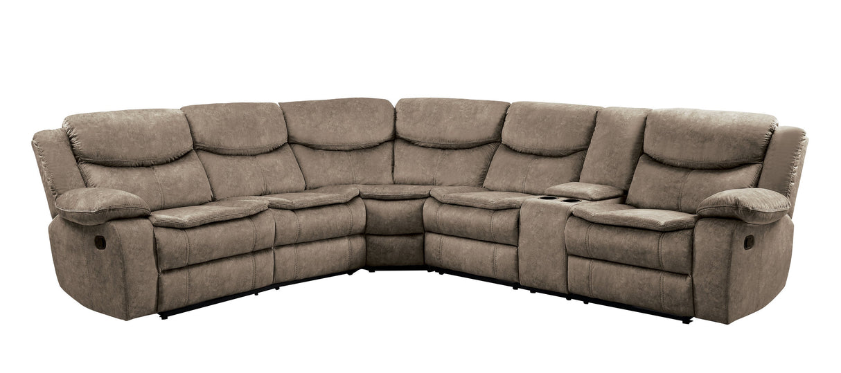 Bastrop Brown 3-Piece Reclining Sectional by Homelegance at Eve Furniture