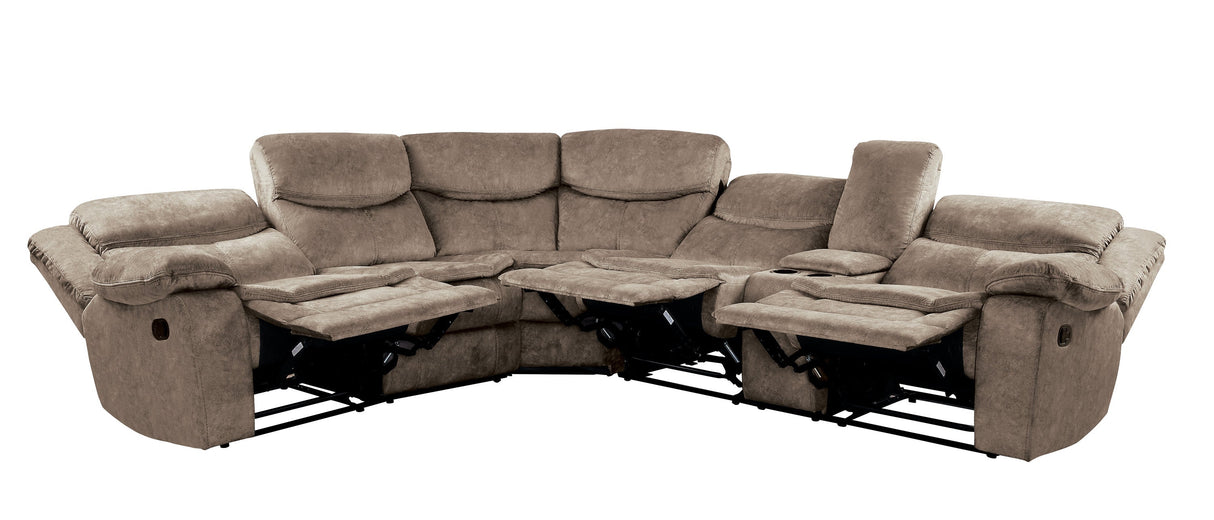 Bastrop Brown 3-Piece Reclining Sectional by Homelegance at Eve Furniture