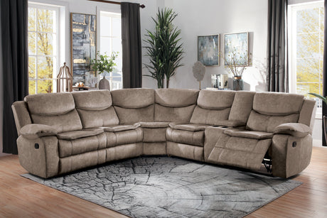 Bastrop Brown 3-Piece Reclining Sectional by Homelegance at Eve Furniture