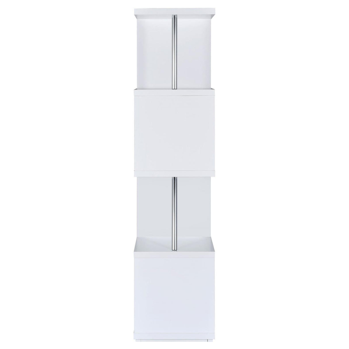 Baxter White/Chrome 4-Shelf Bookcase by Coaster at Eve Furniture