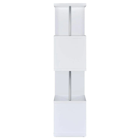 Baxter White/Chrome 4-Shelf Bookcase by Coaster at Eve Furniture