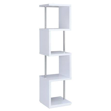 Baxter White/Chrome 4-Shelf Bookcase by Coaster at Eve Furniture