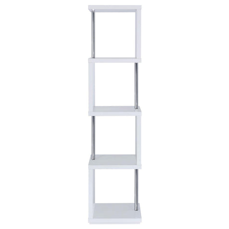 Baxter White/Chrome 4-Shelf Bookcase by Coaster at Eve Furniture