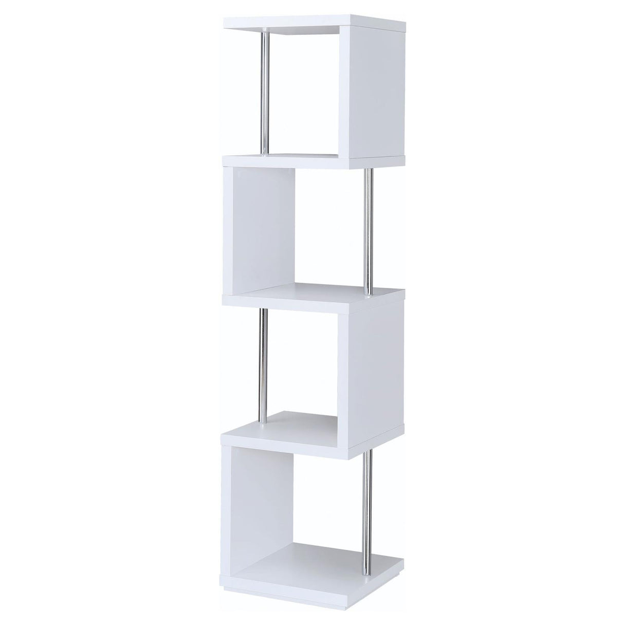 Baxter White/Chrome 4-Shelf Bookcase by Coaster at Eve Furniture