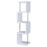 Baxter White/Chrome 4-Shelf Bookcase by Coaster at Eve Furniture