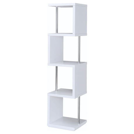 Baxter White/Chrome 4-Shelf Bookcase by Coaster at Eve Furniture