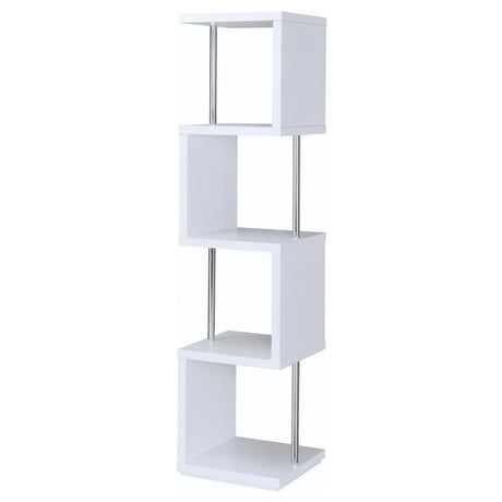 Baxter White/Chrome 4-Shelf Bookcase by Coaster at Eve Furniture