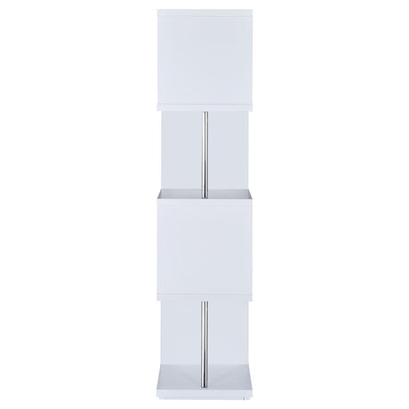 Baxter White/Chrome 4-Shelf Bookcase by Coaster at Eve Furniture