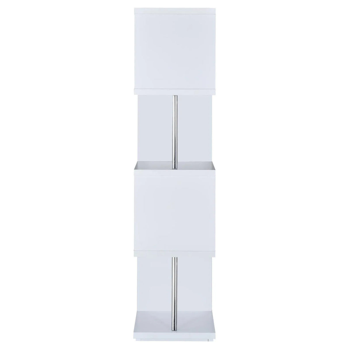 Baxter White/Chrome 4-Shelf Bookcase by Coaster at Eve Furniture