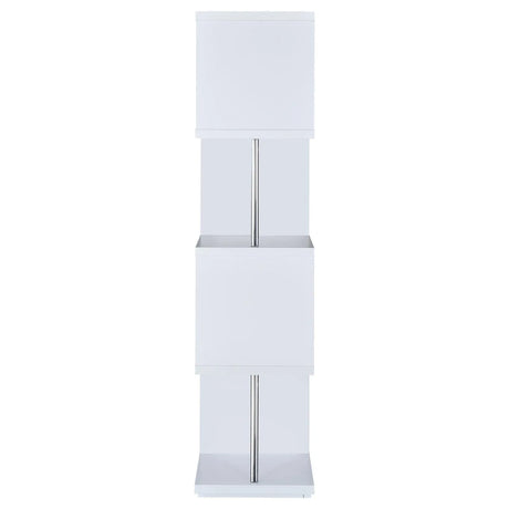 Baxter White/Chrome 4-Shelf Bookcase by Coaster at Eve Furniture