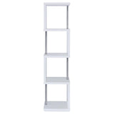 Baxter White/Chrome 4-Shelf Bookcase by Coaster at Eve Furniture