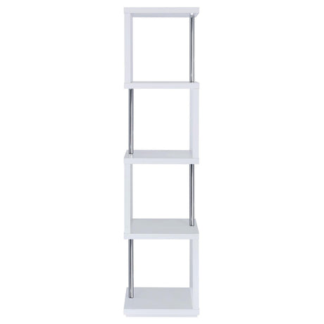 Baxter White/Chrome 4-Shelf Bookcase by Coaster at Eve Furniture