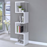 Baxter White/Chrome 4-Shelf Bookcase by Coaster at Eve Furniture