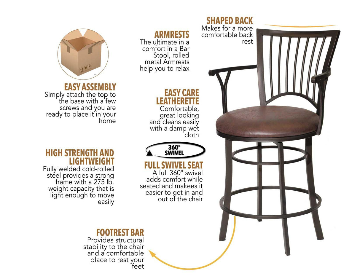 Bayview 30″ Bar Stool, Swivel by Steve Silver at Eve Furniture