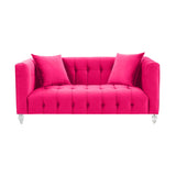 Bea Hot Pink Velvet Loveseat by TOV Furniture at Eve Furniture