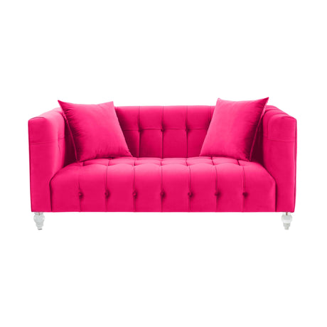 Bea Hot Pink Velvet Loveseat by TOV Furniture at Eve Furniture
