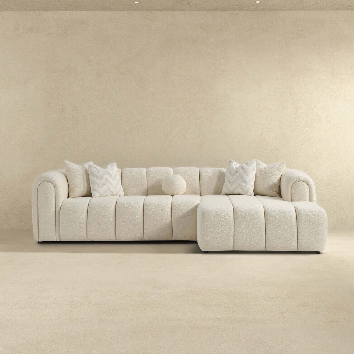 Beatrice Modern Tufted Ivory Boucle Right Sectional Sofa by Ashcroft Imports at Eve Furniture
