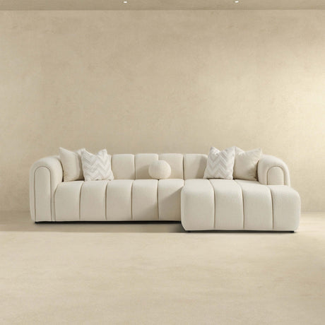 Beatrice Modern Tufted Ivory Boucle Right Sectional Sofa by Ashcroft Imports at Eve Furniture