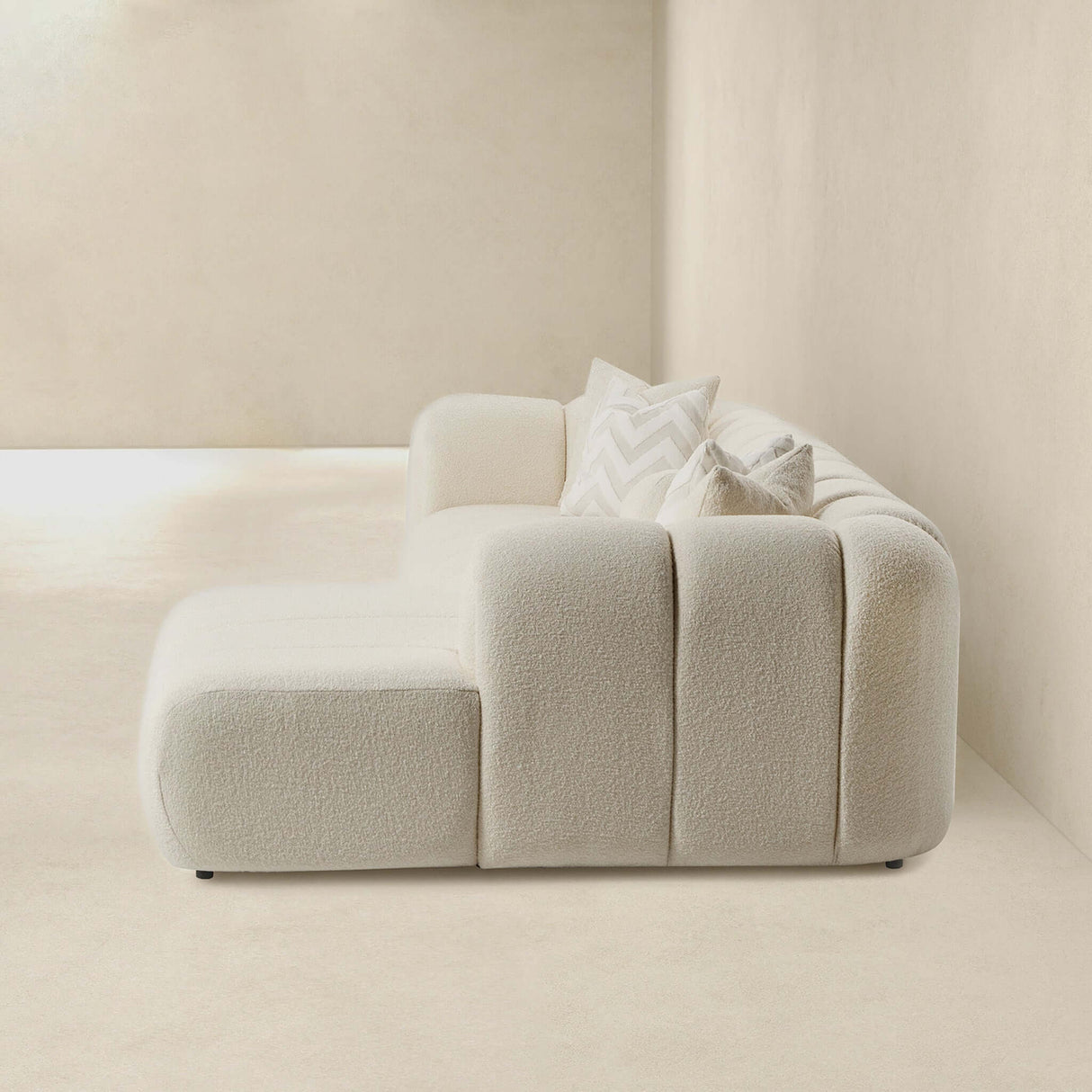 Beatrice Modern Tufted Ivory Boucle Right Sectional Sofa by Ashcroft Imports at Eve Furniture