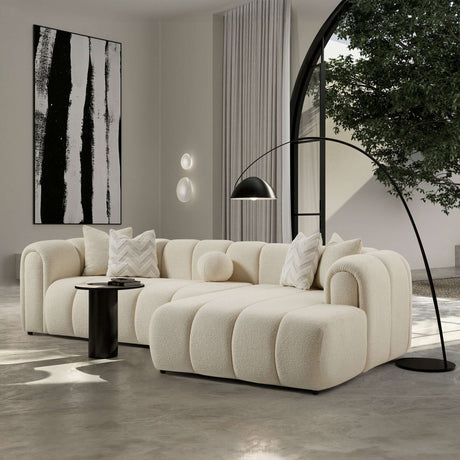 Beatrice Modern Tufted Ivory Boucle Right Sectional Sofa by Ashcroft Imports at Eve Furniture