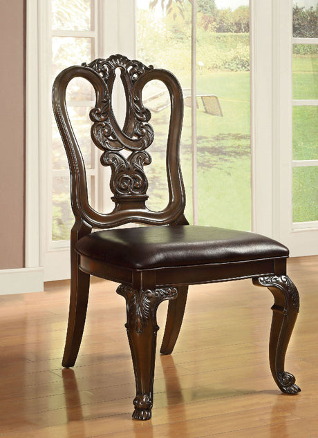 Bellagio Brown Cherry/Dark Brown Wooden Side Chair by Furniture of America at Eve Furniture