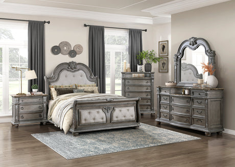 Bennington Gray King Sleigh Bed by Homelegance at Eve Furniture